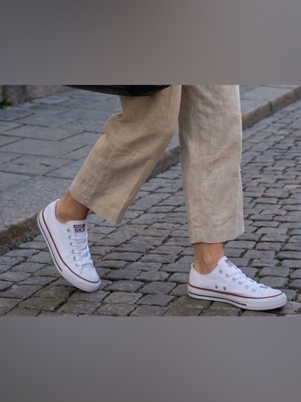 Classic White Canvas Low Top Sneakers with Gum Sole Size 8/39